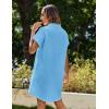 imageZeagoo Womens Summer Dress 2025 Cotton Button Down Short Sleeve Tshirt Dresses Casual Flowy V Neck Loose Mini Beach DressLight Blue
