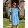 imageZeagoo Womens Summer Dress 2025 Cotton Button Down Short Sleeve Tshirt Dresses Casual Flowy V Neck Loose Mini Beach DressLight Blue