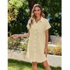 imageZeagoo Womens Summer Dress 2025 Cotton Button Down Short Sleeve Tshirt Dresses Casual Flowy V Neck Loose Mini Beach DressLight Khaki