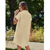 imageZeagoo Womens Summer Dress 2025 Cotton Button Down Short Sleeve Tshirt Dresses Casual Flowy V Neck Loose Mini Beach DressLight Khaki