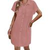 imageZeagoo Womens Summer Dress 2025 Cotton Button Down Short Sleeve Tshirt Dresses Casual Flowy V Neck Loose Mini Beach DressPink