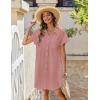 imageZeagoo Womens Summer Dress 2025 Cotton Button Down Short Sleeve Tshirt Dresses Casual Flowy V Neck Loose Mini Beach DressPink