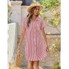 imageZeagoo Womens Summer Dress 2025 Cotton Button Down Short Sleeve Tshirt Dresses Casual Flowy V Neck Loose Mini Beach DressRedwhite Stripe