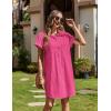 imageZeagoo Womens Summer Dress 2025 Cotton Button Down Short Sleeve Tshirt Dresses Casual Flowy V Neck Loose Mini Beach DressRose Red