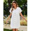 imageZeagoo Womens Summer Dress 2025 Cotton Button Down Short Sleeve Tshirt Dresses Casual Flowy V Neck Loose Mini Beach DressWhite