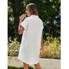 imageZeagoo Womens Summer Dress 2025 Cotton Button Down Short Sleeve Tshirt Dresses Casual Flowy V Neck Loose Mini Beach DressWhite