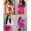 imageZeagoo Womens Summer Mini Skirts Elastic High Waisted Stain ALine Zipper Party Skirt 2025Arose