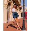 imageZeagoo Womens Summer Mini Skirts Elastic High Waisted Stain ALine Zipper Party Skirt 2025Navy Blue