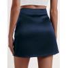 imageZeagoo Womens Summer Mini Skirts Elastic High Waisted Stain ALine Zipper Party Skirt 2025Navy Blue