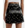 imageZeagoo Womens Summer Mini Skirts Elastic High Waisted Stain ALine Zipper Party Skirt 2025Pat1