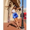 imageZeagoo Womens Summer Mini Skirts Elastic High Waisted Stain ALine Zipper Party Skirt 2025Sky Blue