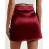 imageZeagoo Womens Summer Mini Skirts Elastic High Waisted Stain ALine Zipper Party Skirt 2025Wine Red