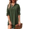 imageZeagoo Women Summer Dress Cotton Linen Shirt Dress Button Down Tunic Dress Beach Cover Up Dress