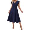 imageZeagoo Womens Summer Casual Dresses Ruffle Sleeve V Neck Midi Dress Flowy Tiered Dress with Pockets Boho SundressesNavy Blue