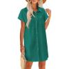 imageZeagoo Womens Summer Dress 2025 Cotton Button Down Short Sleeve Tshirt Dresses Casual Flowy V Neck Loose Mini Beach DressGreeen 02