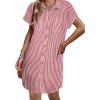 imageZeagoo Womens Summer Dress 2025 Cotton Button Down Short Sleeve Tshirt Dresses Casual Flowy V Neck Loose Mini Beach DressRedwhite Stripe