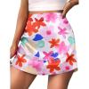 imageZeagoo Womens Summer Mini Skirts Elastic High Waisted Stain ALine Zipper Party Skirt 2025Colorful Floral