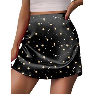 imageZeagoo Womens Summer Mini Skirts Elastic High Waisted Stain ALine Zipper Party Skirt 2025Pat1