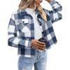 imageZeagoo Flannels for Women Cropped Shacket Jacket Fashion Plaid Button Down Shirt 2025 Fall Coat TopsZgw19