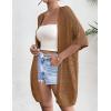 imageZeagoo Lightweight Summer Crochet Cardigan for Women Short Sleeve Kimono Boho Oversized Open Front Knitted CardiganDark Brown