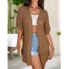 imageZeagoo Lightweight Summer Crochet Cardigan for Women Short Sleeve Kimono Boho Oversized Open Front Knitted CardiganDark Brown