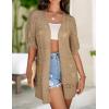 imageZeagoo Lightweight Summer Crochet Cardigan for Women Short Sleeve Kimono Boho Oversized Open Front Knitted CardiganKhaki