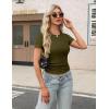 imageZeagoo Womens Short Sleeve Tops Casual Crewneck Ribbed Knit Slim Fitted Basic Tee Stretchy Shirts 2025 Summer Trendy OutfitsArmy Green