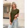 imageZeagoo Womens Short Sleeve Tops Casual Crewneck Ribbed Knit Slim Fitted Basic Tee Stretchy Shirts 2025 Summer Trendy OutfitsArmy Green