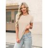 imageZeagoo Womens Short Sleeve Tops Casual Crewneck Ribbed Knit Slim Fitted Basic Tee Stretchy Shirts 2025 Summer Trendy OutfitsBeige