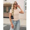 imageZeagoo Womens Short Sleeve Tops Casual Crewneck Ribbed Knit Slim Fitted Basic Tee Stretchy Shirts 2025 Summer Trendy OutfitsBeige