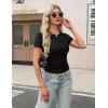 imageZeagoo Womens Short Sleeve Tops Casual Crewneck Ribbed Knit Slim Fitted Basic Tee Stretchy Shirts 2025 Summer Trendy OutfitsBlack