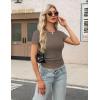 imageZeagoo Womens Short Sleeve Tops Casual Crewneck Ribbed Knit Slim Fitted Basic Tee Stretchy Shirts 2025 Summer Trendy OutfitsBlackbrownbeige