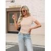 imageZeagoo Womens Short Sleeve Tops Casual Crewneck Ribbed Knit Slim Fitted Basic Tee Stretchy Shirts 2025 Summer Trendy OutfitsBlackbrownbeige