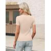 imageZeagoo Womens Short Sleeve Tops Casual Crewneck Ribbed Knit Slim Fitted Basic Tee Stretchy Shirts 2025 Summer Trendy OutfitsBlackwhitebeige