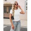 imageZeagoo Womens Short Sleeve Tops Casual Crewneck Ribbed Knit Slim Fitted Basic Tee Stretchy Shirts 2025 Summer Trendy OutfitsBlackwhiteblue