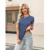 imageZeagoo Womens Short Sleeve Tops Casual Crewneck Ribbed Knit Slim Fitted Basic Tee Stretchy Shirts 2025 Summer Trendy OutfitsBlackwhiteblue