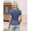 imageZeagoo Womens Short Sleeve Tops Casual Crewneck Ribbed Knit Slim Fitted Basic Tee Stretchy Shirts 2025 Summer Trendy OutfitsBlackwhiteblue