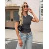 imageZeagoo Womens Short Sleeve Tops Casual Crewneck Ribbed Knit Slim Fitted Basic Tee Stretchy Shirts 2025 Summer Trendy OutfitsBlackwhitedark Grey
