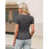imageZeagoo Womens Short Sleeve Tops Casual Crewneck Ribbed Knit Slim Fitted Basic Tee Stretchy Shirts 2025 Summer Trendy OutfitsBlackwhitedark Grey