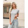 imageZeagoo Womens Short Sleeve Tops Casual Crewneck Ribbed Knit Slim Fitted Basic Tee Stretchy Shirts 2025 Summer Trendy OutfitsBlackwhitegrey