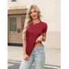 imageZeagoo Womens Short Sleeve Tops Casual Crewneck Ribbed Knit Slim Fitted Basic Tee Stretchy Shirts 2025 Summer Trendy OutfitsBlackwhitered