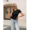imageZeagoo Womens Short Sleeve Tops Casual Crewneck Ribbed Knit Slim Fitted Basic Tee Stretchy Shirts 2025 Summer Trendy OutfitsBlackwhitered