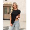 imageZeagoo Womens Short Sleeve Tops Casual Crewneck Ribbed Knit Slim Fitted Basic Tee Stretchy Shirts 2025 Summer Trendy OutfitsBlackwhiterose Red