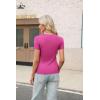 imageZeagoo Womens Short Sleeve Tops Casual Crewneck Ribbed Knit Slim Fitted Basic Tee Stretchy Shirts 2025 Summer Trendy OutfitsBlackwhiterose Red