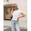 imageZeagoo Womens Short Sleeve Tops Casual Crewneck Ribbed Knit Slim Fitted Basic Tee Stretchy Shirts 2025 Summer Trendy OutfitsBlackwhiterose Red