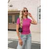 imageZeagoo Womens Short Sleeve Tops Casual Crewneck Ribbed Knit Slim Fitted Basic Tee Stretchy Shirts 2025 Summer Trendy OutfitsBlackwhiterose Red