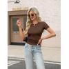 imageZeagoo Womens Short Sleeve Tops Casual Crewneck Ribbed Knit Slim Fitted Basic Tee Stretchy Shirts 2025 Summer Trendy OutfitsBrown