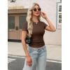 imageZeagoo Womens Short Sleeve Tops Casual Crewneck Ribbed Knit Slim Fitted Basic Tee Stretchy Shirts 2025 Summer Trendy OutfitsBrown
