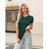 imageZeagoo Womens Short Sleeve Tops Casual Crewneck Ribbed Knit Slim Fitted Basic Tee Stretchy Shirts 2025 Summer Trendy OutfitsGreen