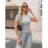 imageZeagoo Womens Short Sleeve Tops Casual Crewneck Ribbed Knit Slim Fitted Basic Tee Stretchy Shirts 2025 Summer Trendy OutfitsGrey